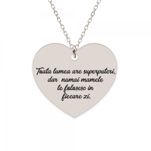 Colier argint inimioara 20 mm - personalizata cu text